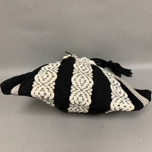 Load image into Gallery viewer, Vintage Black &amp; White Woven Stripe Drawstring Purse (11x12&quot;)
