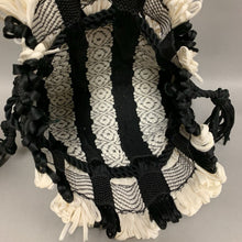 Load image into Gallery viewer, Vintage Black &amp; White Woven Stripe Drawstring Purse (11x12&quot;)
