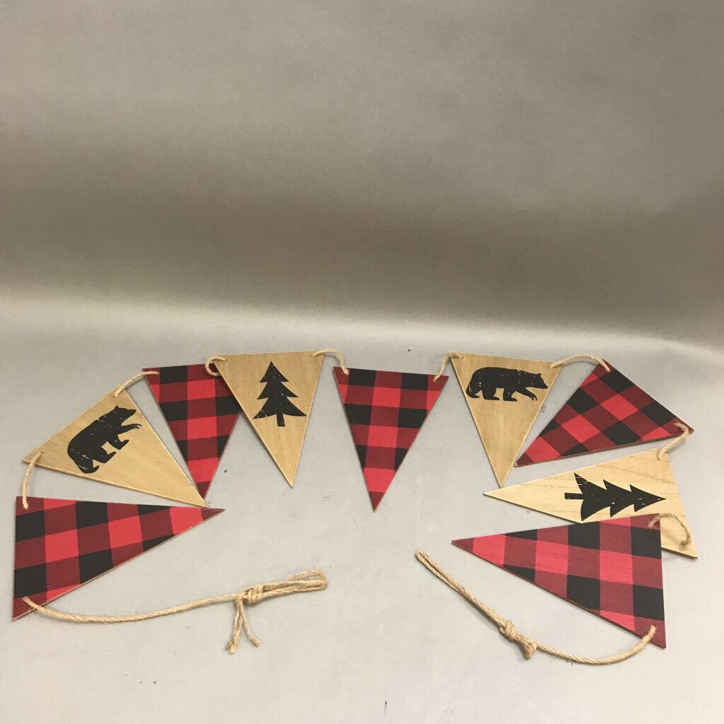 Wood Banner Red Flannel Bear (6ft)