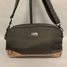 Load image into Gallery viewer, Lug Brown Nylon Glitter Trim Punter Crossbody Purse (6x10x2.5&quot;)
