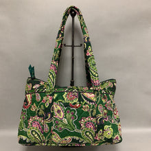 Load image into Gallery viewer, Vera Bradley Green Print Quilted Shoulder Tote Purse (10x14x4&quot;)
