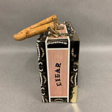 Load image into Gallery viewer, Romeo Roma Upholstered Beaded Bamboo Handle Cigar Box Purse (5.5x7.5x3&quot;)
