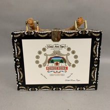 Load image into Gallery viewer, Romeo Roma Upholstered Beaded Bamboo Handle Cigar Box Purse (5.5x7.5x3&quot;)
