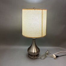 Load image into Gallery viewer, Brushed Silver Lamp with Floral Shade (21&quot;)
