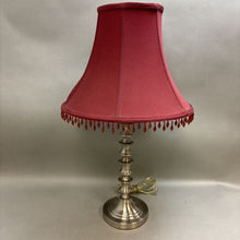 Load image into Gallery viewer, Brushed Silver Lamp with Maroon Shade (27&quot;)
