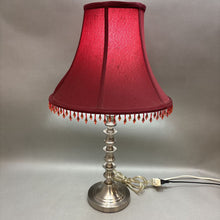 Load image into Gallery viewer, Brushed Silver Lamp with Maroon Shade (27&quot;)
