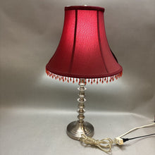 Load image into Gallery viewer, Brushed Silver Lamp with Maroon Shade (27&quot;)
