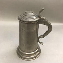 Load image into Gallery viewer, Vintage Pewter Beer Stein with Coin Top (9&quot;)
