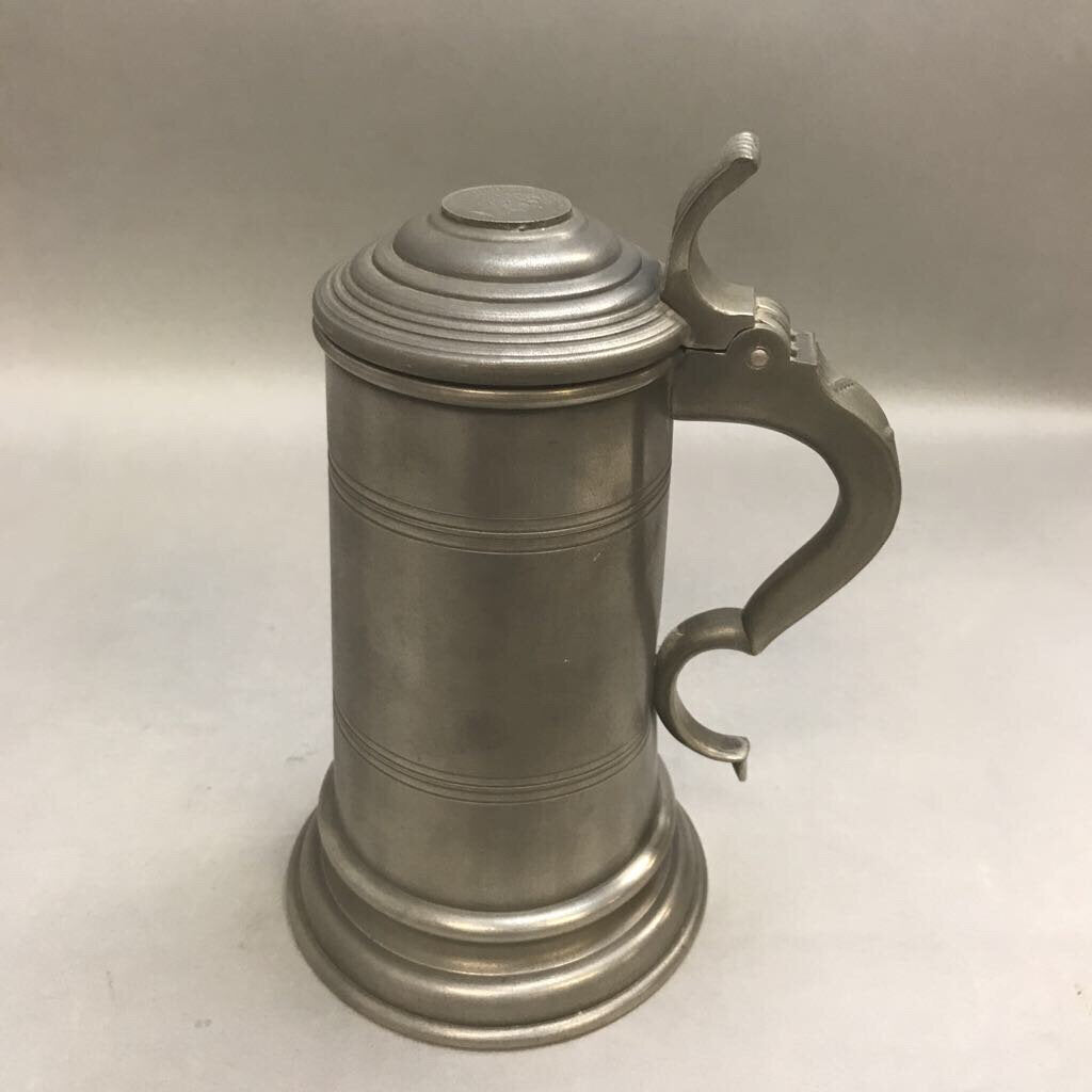 Vintage Pewter Beer Stein with Coin Top (9