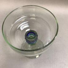 Load image into Gallery viewer, Margarita Glass Mexican Hand Blown Thick Glass Blue Green Bands On Stem
