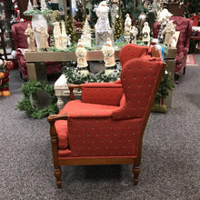 Load image into Gallery viewer, Red Palm Tree Upholstered Wing Back Arm Chair
