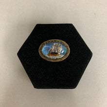 Load image into Gallery viewer, Victorian Brass Reverse Painted Ship Bubble Glass Brooch Pin (1.75&quot;)
