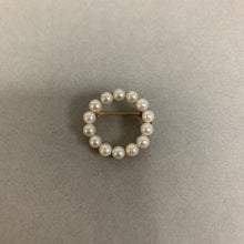 Load image into Gallery viewer, 12K Gold Filled Pearl Circle Brooch Pin (1&quot;)
