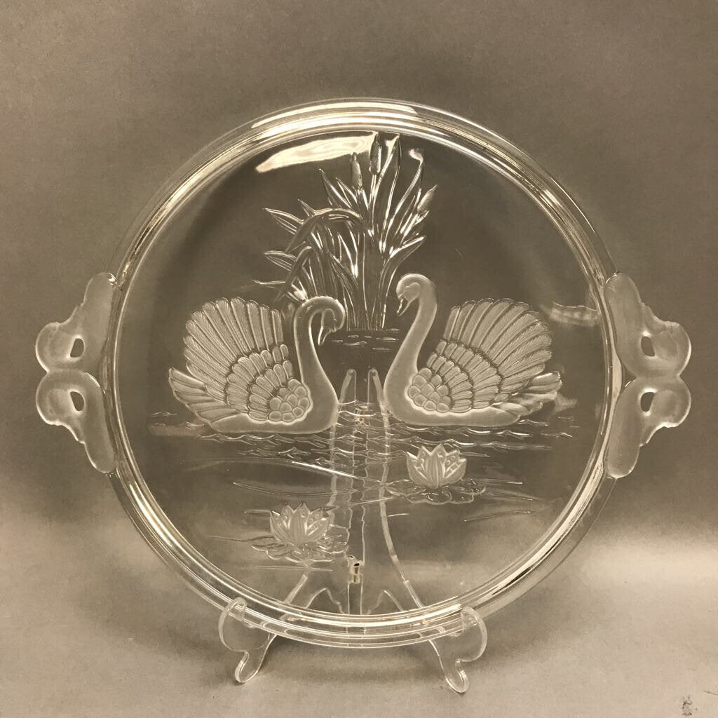 Mikasa Clear Glass Swan Cake Plate (15