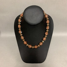 Load image into Gallery viewer, Vintage Goldstone Swirl Venetian Glass Bead Necklace (17&quot;)
