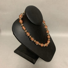 Load image into Gallery viewer, Vintage Goldstone Swirl Venetian Glass Bead Necklace (17&quot;)
