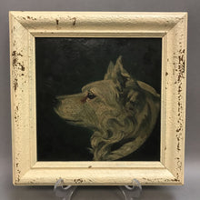 Load image into Gallery viewer, Vintage White Wash Framed Oil Painting Of Dog (11x11)
