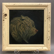 Load image into Gallery viewer, Vintage White Wash Framed Oil Painting Of Sheep Dog (11x11)
