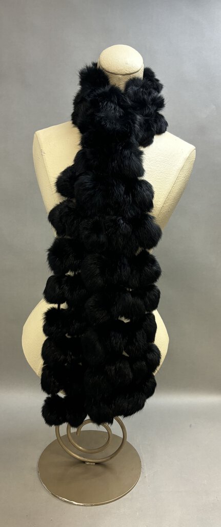 Black Rabbit Fur Balls Scarf (6ft)