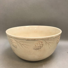 Load image into Gallery viewer, Glazed Pottery Mixing Bowl Pinecones (11&quot;)
