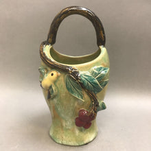 Load image into Gallery viewer, Glazed Pottery Bird Basket Handled Vase (9&quot;)
