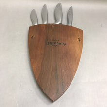 Load image into Gallery viewer, Vintage Gerber Legendary Blades 4 Kitchen Knife Set Wall Mount Shield (16&quot;)
