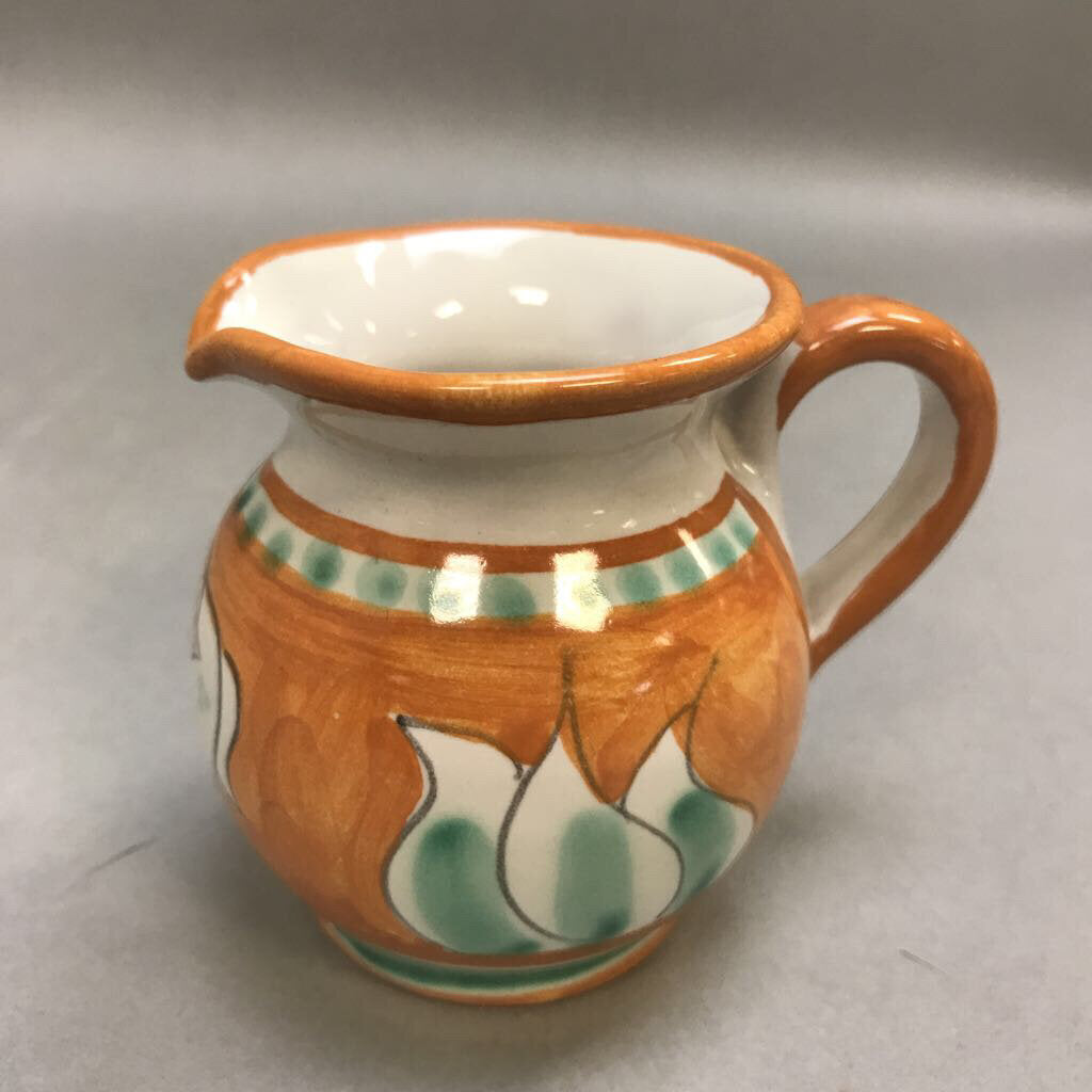 Glazed Pottery Hand Painted Pitcher Signed (3