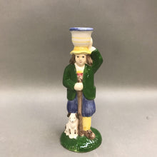 Load image into Gallery viewer, 1992 The Haldon Group Porcelain Candle Stick Boy w Dog (8.5&quot;)

