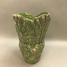 Load image into Gallery viewer, Green Glazed Pottery Vase Lettuce / Cabbage Leaves As Is (9.5&quot;)
