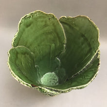 Load image into Gallery viewer, Green Glazed Pottery Vase Lettuce / Cabbage Leaves As Is (9.5&quot;)
