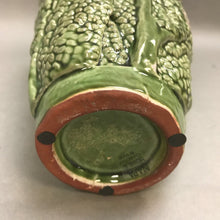 Load image into Gallery viewer, Green Glazed Pottery Vase Lettuce / Cabbage Leaves As Is (9.5&quot;)
