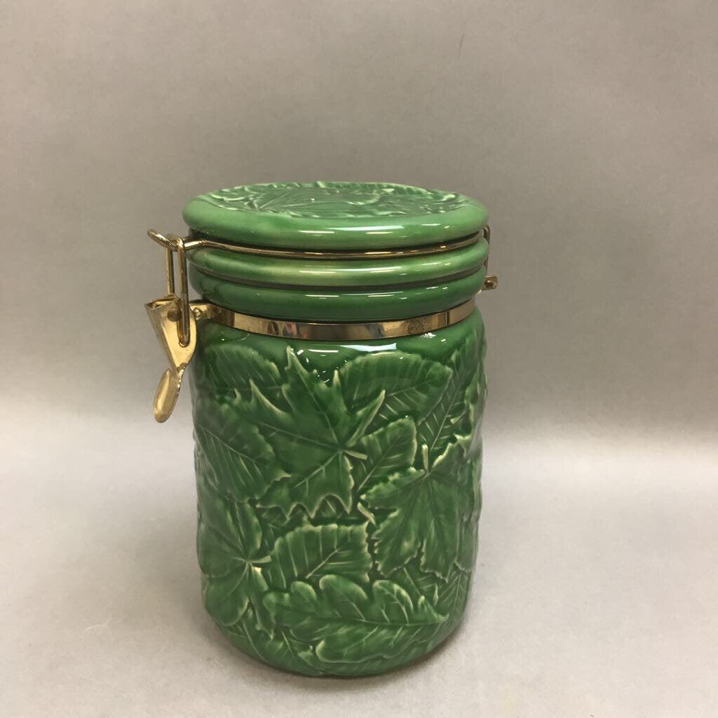 Jay Willfred Green Ceramic Canister Leaves (8