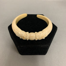 Load image into Gallery viewer, Vintage Carved Bone Double Dragon Cuff Bracelet (2.5&quot; Inside Diameter, 1&quot; Opening)
