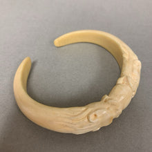 Load image into Gallery viewer, Vintage Carved Bone Double Dragon Cuff Bracelet (2.5&quot; Inside Diameter, 1&quot; Opening)
