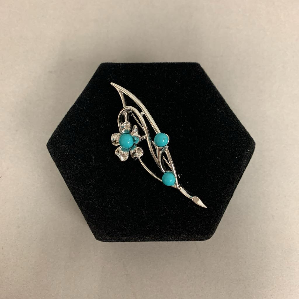 Vintage Sarah Cov Blue Notes Flower Brooch Pin (3