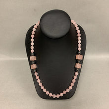 Load image into Gallery viewer, Rose Quartz Hematite Bead Knotted Strand Necklace (28&quot;)
