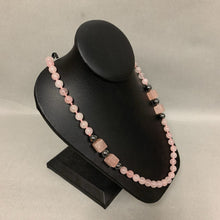 Load image into Gallery viewer, Rose Quartz Hematite Bead Knotted Strand Necklace (28&quot;)
