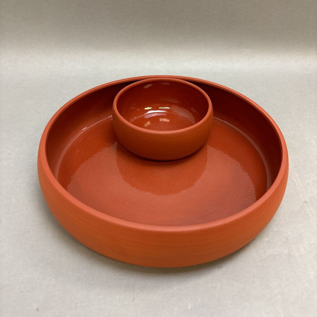 Bortner & Bortner Terra Cotta Chip & Dip Server (10