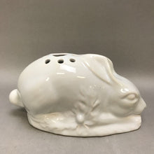 Load image into Gallery viewer, White Italian Ceramic Rabbit Floral Frog (7.5&quot;)
