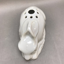 Load image into Gallery viewer, White Italian Ceramic Rabbit Floral Frog (7.5&quot;)
