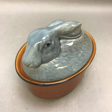 Load image into Gallery viewer, Blue Rabbit Lidded Ceramic Casserole Dish (6&quot;)
