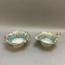 Load image into Gallery viewer, Antique Cream Pitcher &amp; Sugar Bowl Set, Blue White &amp; Gold, Japan (~3&quot;)
