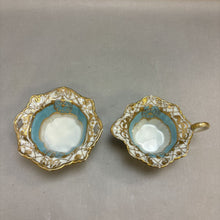 Load image into Gallery viewer, Antique Cream Pitcher &amp; Sugar Bowl Set, Blue White &amp; Gold, Japan (~3&quot;)
