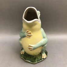 Load image into Gallery viewer, Majolica Style Frog on Lily Pad Pitcher (9.5&quot;)
