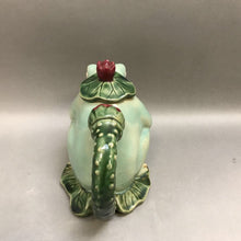 Load image into Gallery viewer, Henriksen Majolica-Style Frog on Lily Pad Tea Pot (8&quot;)
