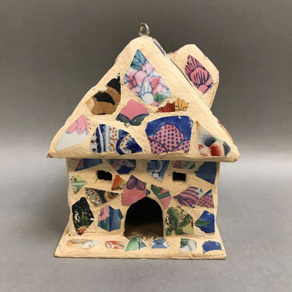 Mosaic China Bird House (~7x6x5.25)