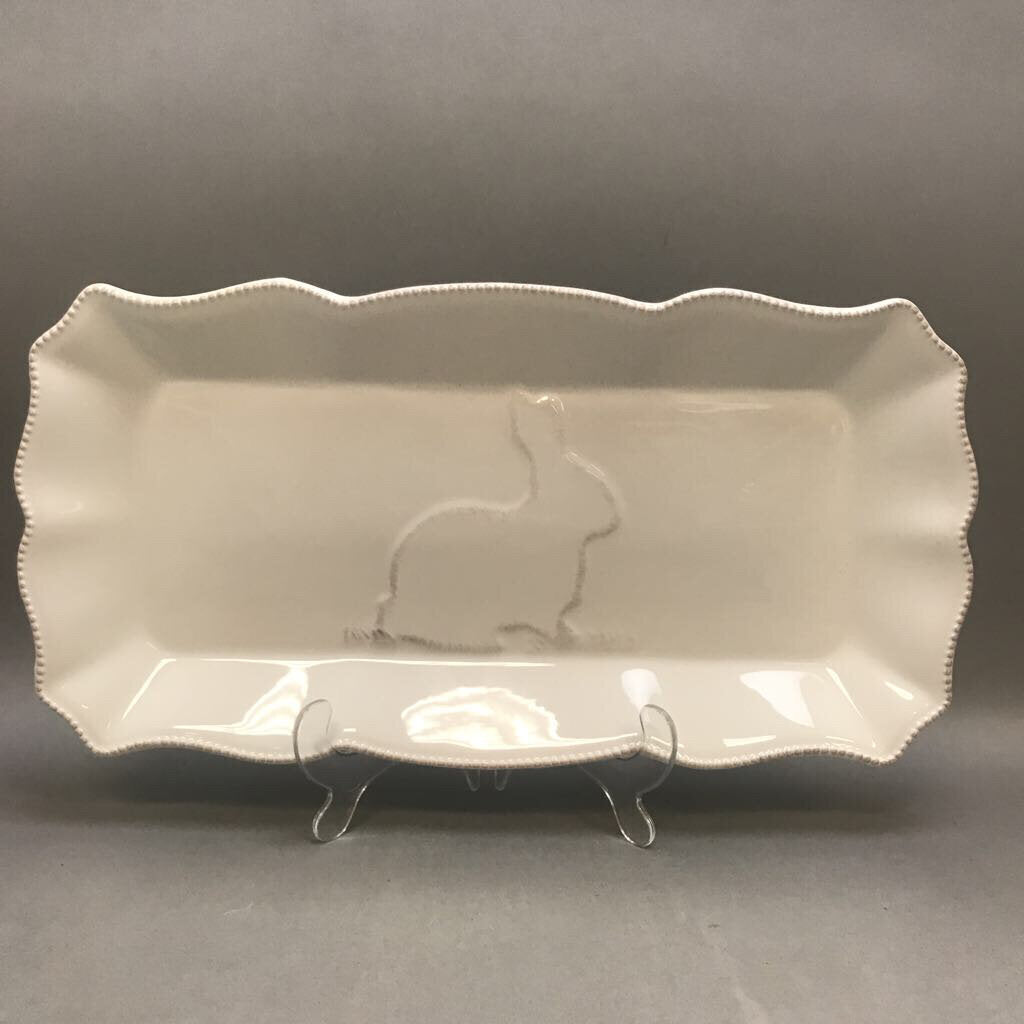 White Bunny Rabbit Serving Plate (16x8)