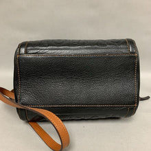 Load image into Gallery viewer, Brighton Embossed Black Leather Brown Trim Deeply in Love Satchel Purse (7x9x4&quot;)
