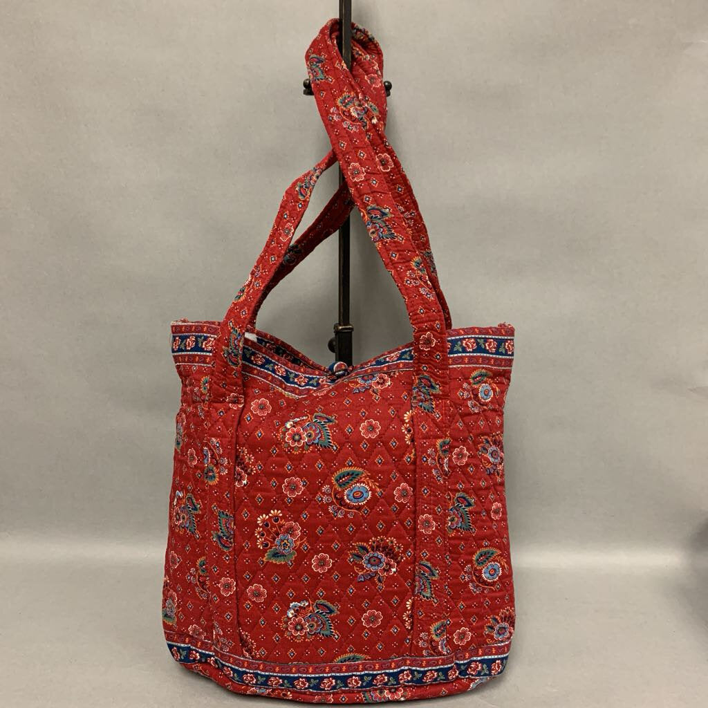 Vera Bradley Red Paisley Quilted Tote Bag Purse (12x12x3