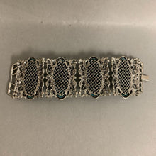 Load image into Gallery viewer, Vintage Faux Turquoise Silvertone Link Statement Bracelet (7&quot;)
